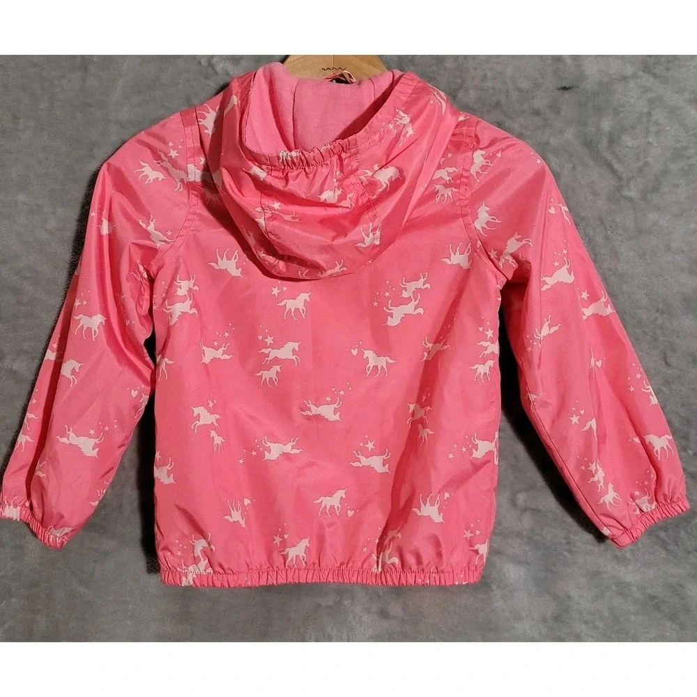 CARTER'S Pink Unicorn Windbreaker Hooded Zip Up Jacket Girls Sz 4T